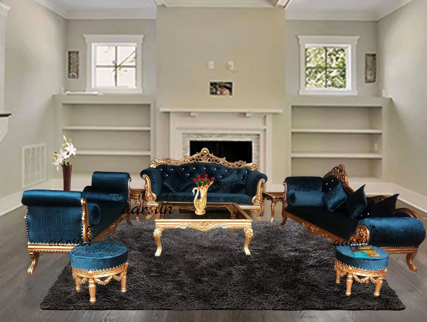 Luxury Teak Sofa Set Living Room Furniture YT-63 view 6