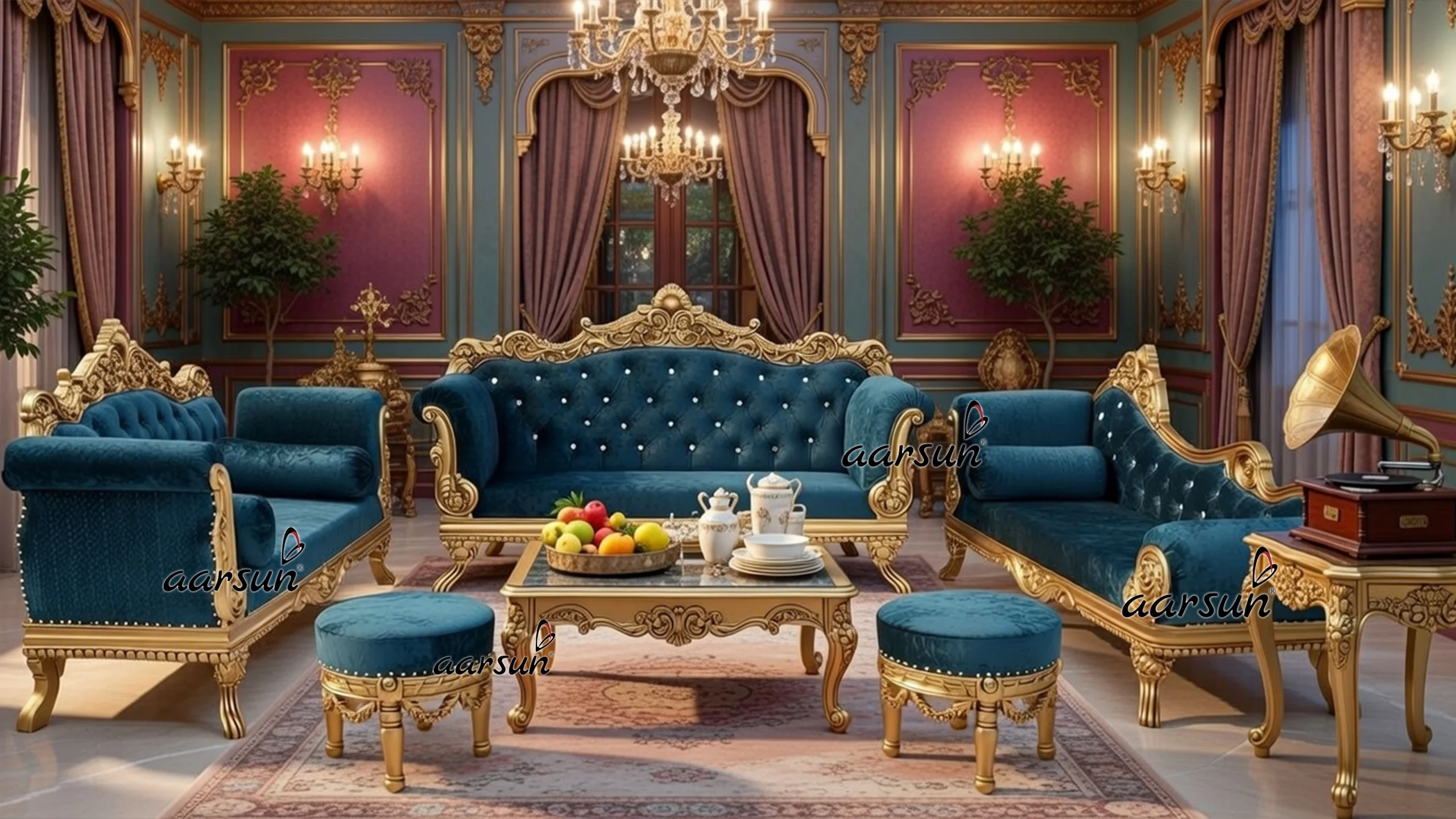 Luxury Teak Sofa Set Living Room Furniture YT-63