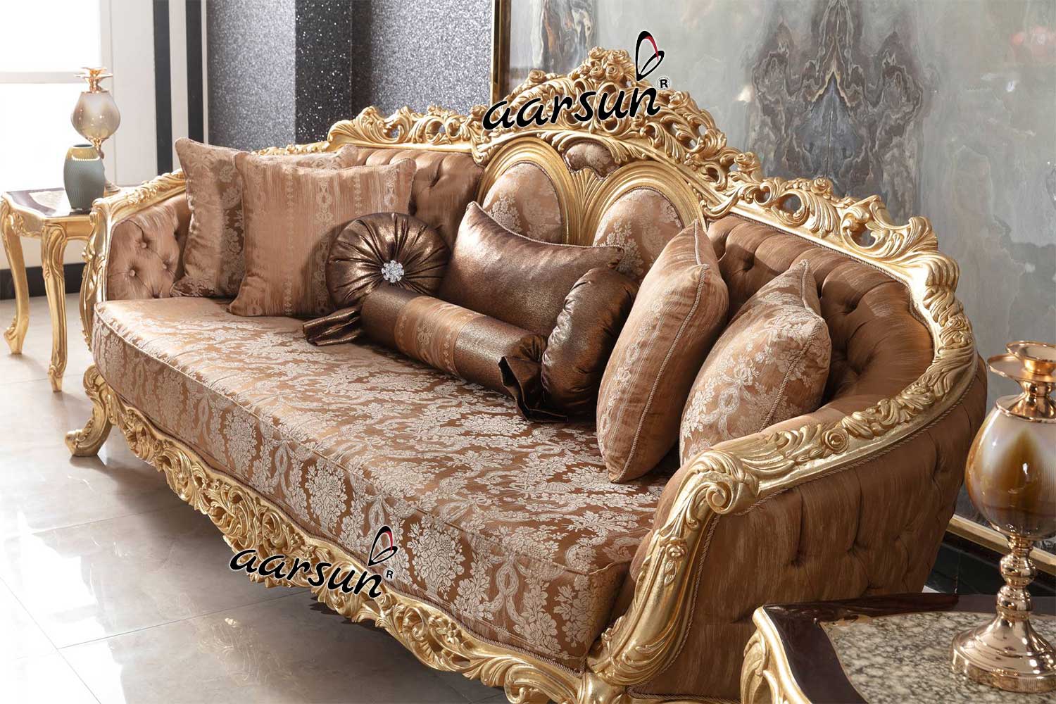 Maharaja Gold Polish Sofa Set view 7
