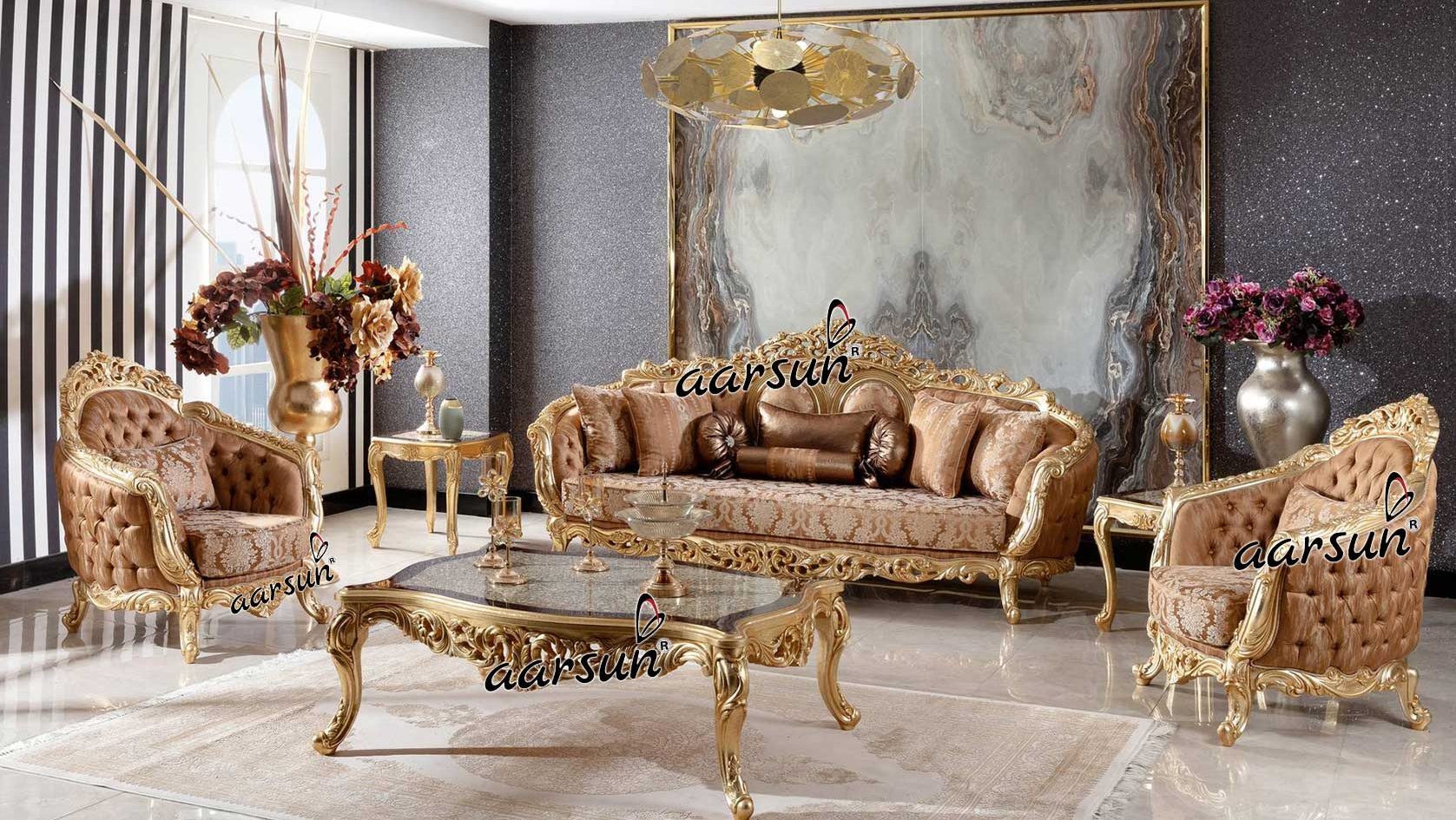 Maharaja Gold Polish Sofa Set