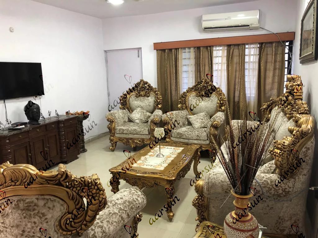 Maharaja Sofa Set 7 Seater Teak Wood YT-51 view 4