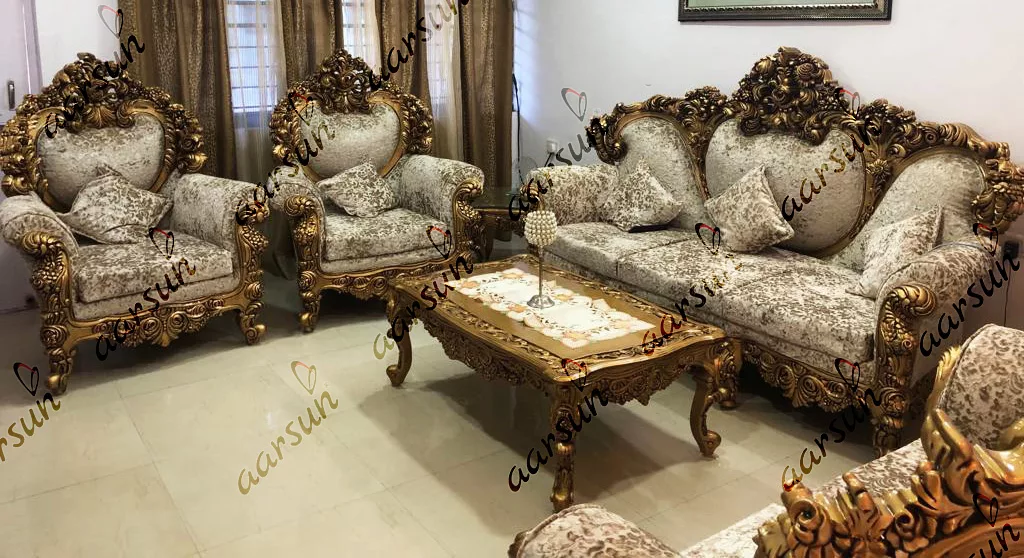 Maharaja Sofa Set 7 Seater Teak Wood YT-51 view 10