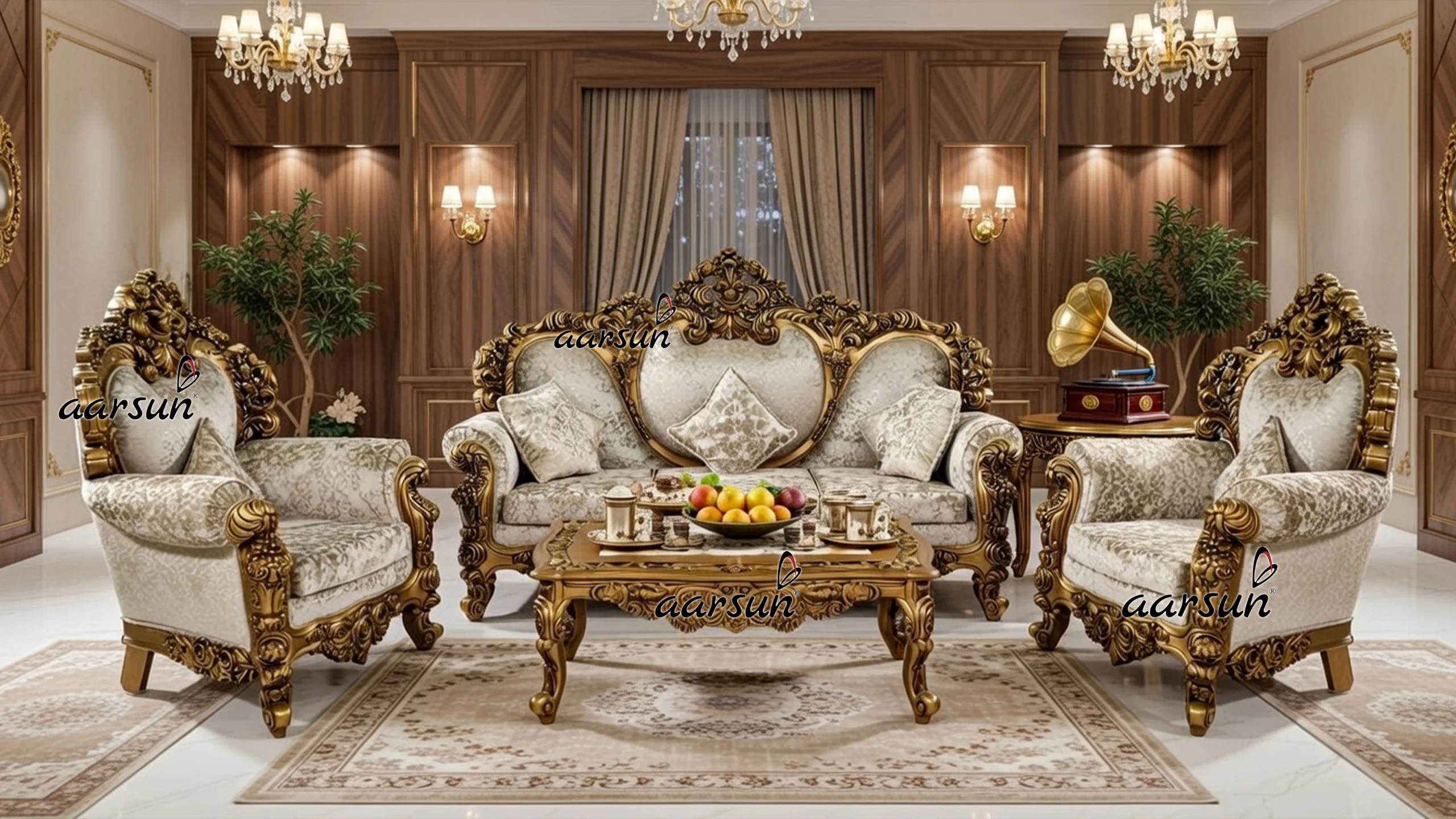 Maharaja Sofa Set 7 Seater Teak Wood YT-51