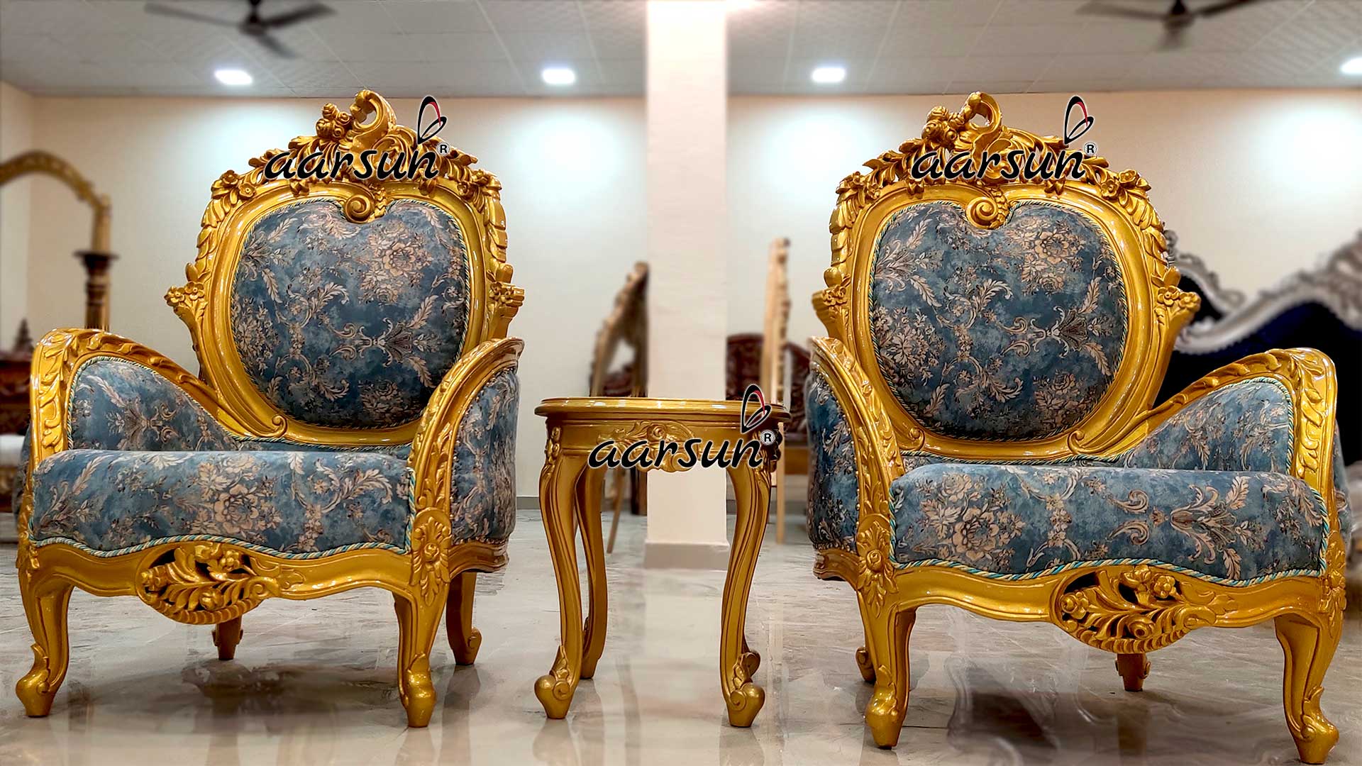 Metallic Gold Royal Sofa Set – Center Table YT-255 view 4