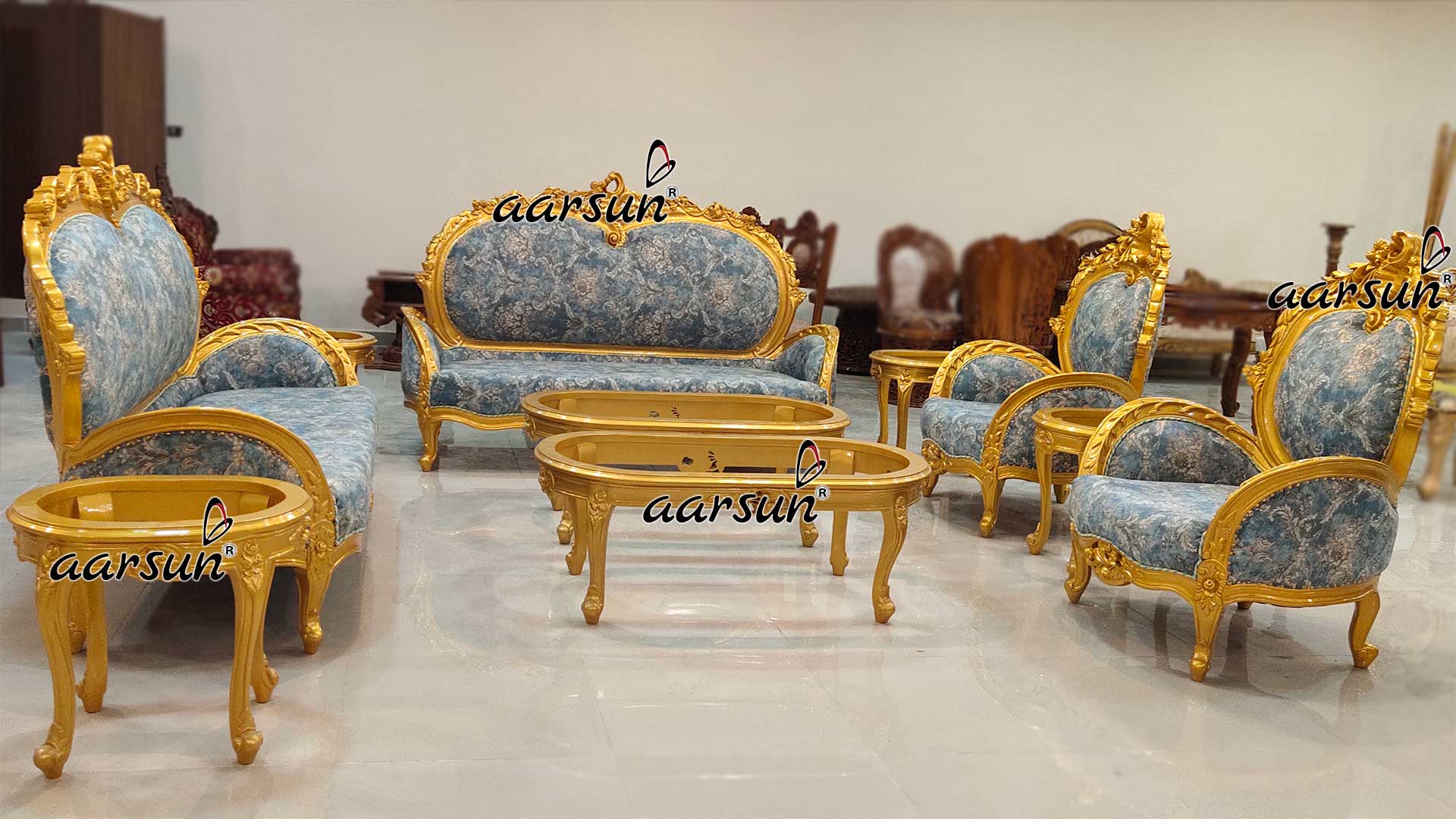 Metallic Gold Royal Sofa Set – Center Table YT-255 view 5