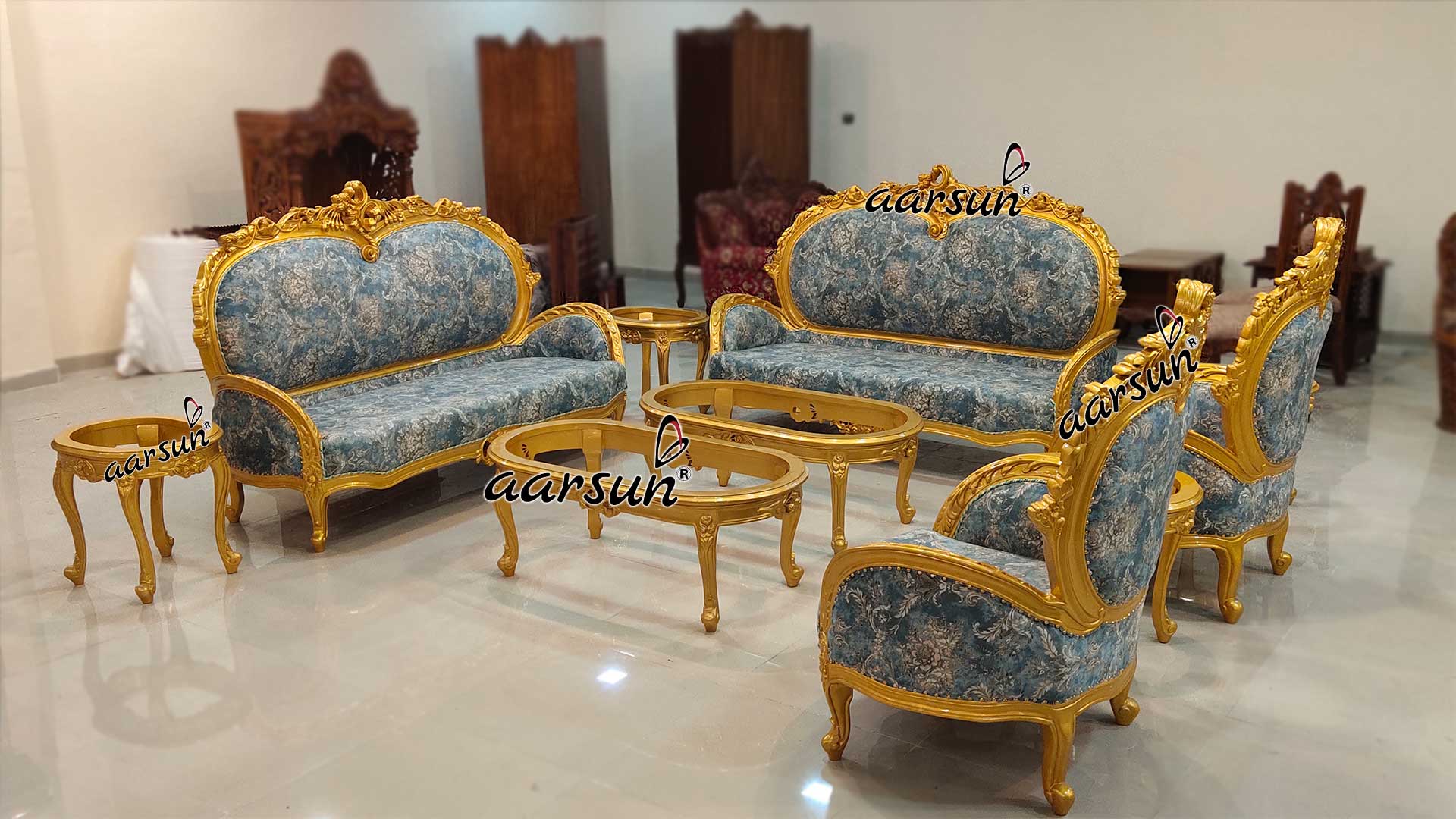 Metallic Gold Royal Sofa Set – Center Table YT-255 view 6