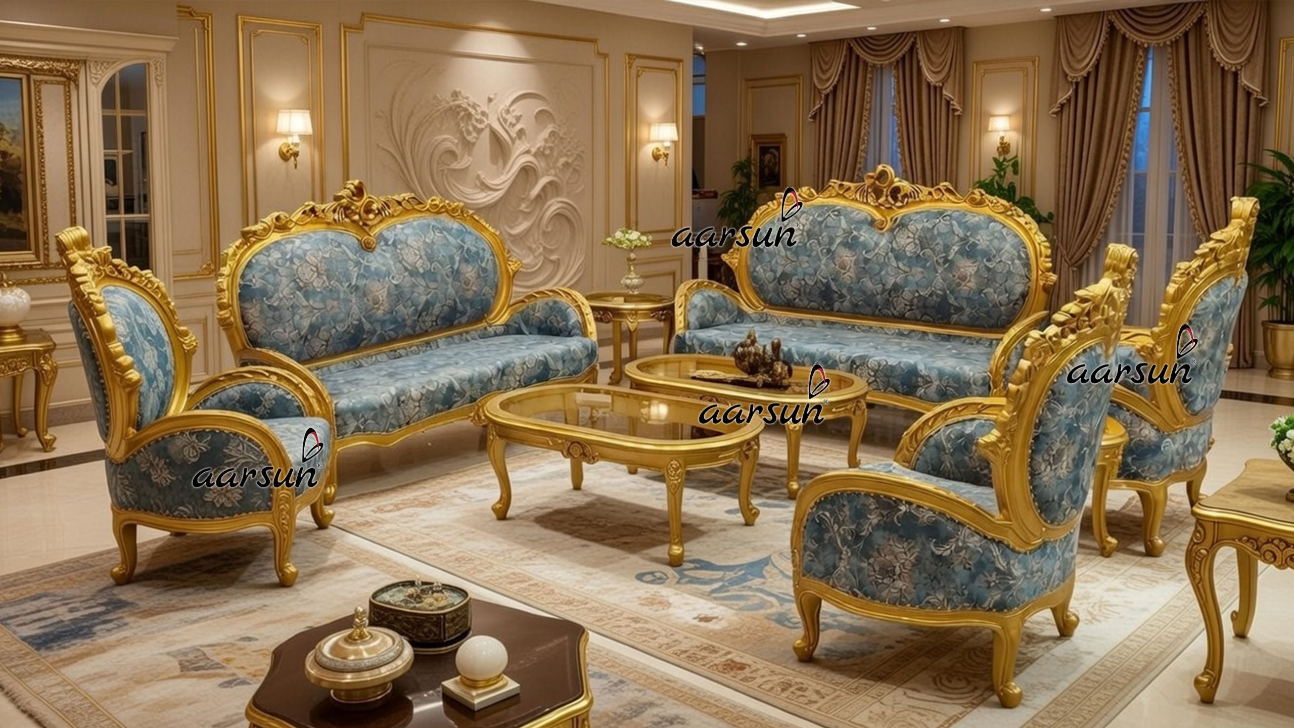 Metallic Gold Royal Sofa Set – Center Table YT-255
