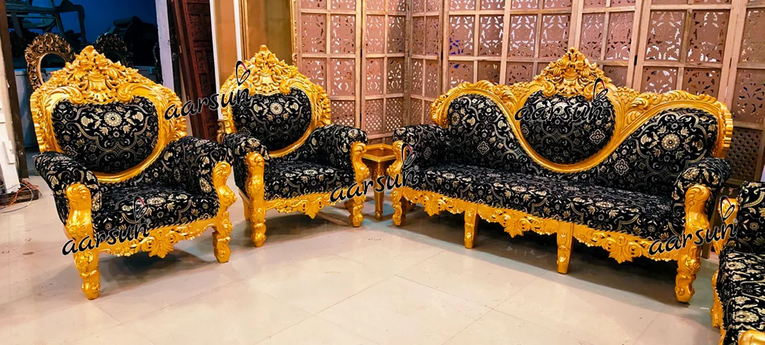Metallic Gold Sofa Set Classic Dilwala Design YT-414 view 3