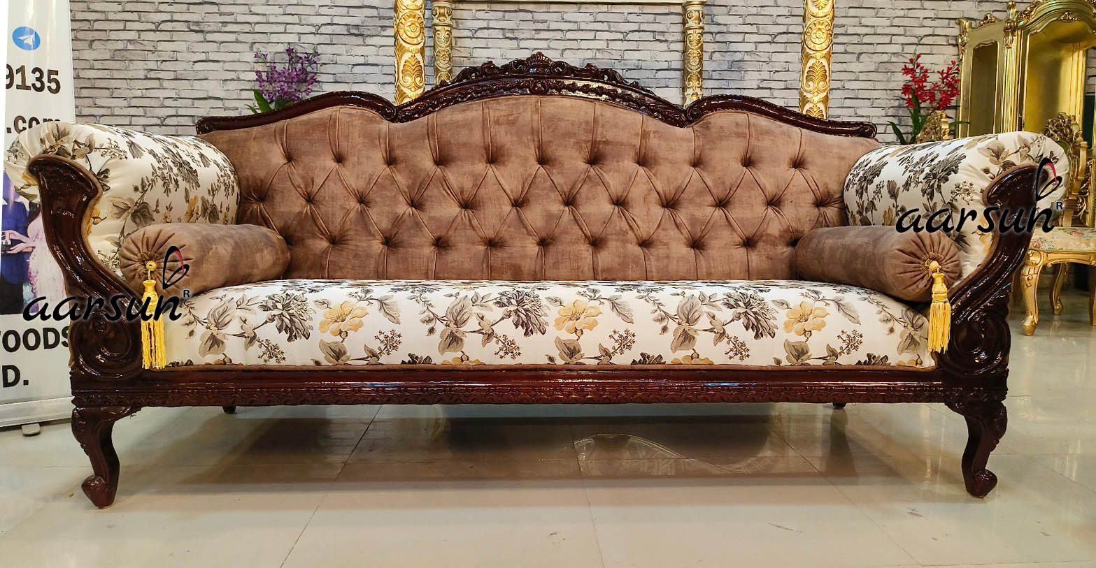 Modern Wooden Sofa Set with Dark Brown Polish NT-009 view 6