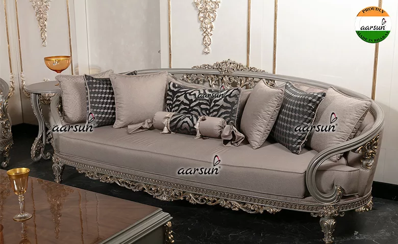 Opulent Silver and Gold Luxury Sofa Set LUXSF-002 view 3
