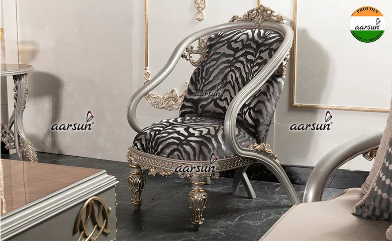 Opulent Silver and Gold Luxury Sofa Set LUXSF-002 view 4
