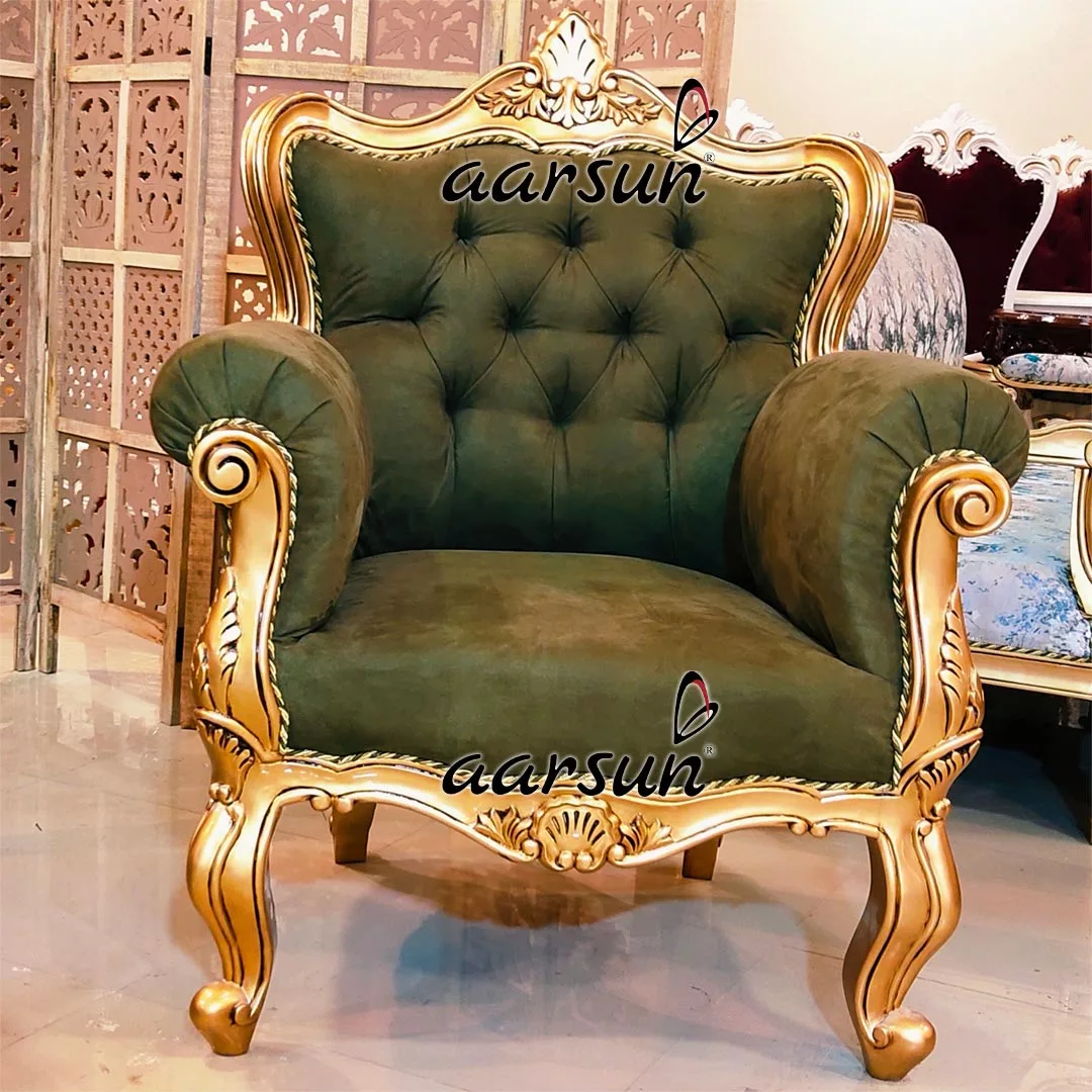 Pista Green Royal Sofa in Golden Finish YT-386 view 4