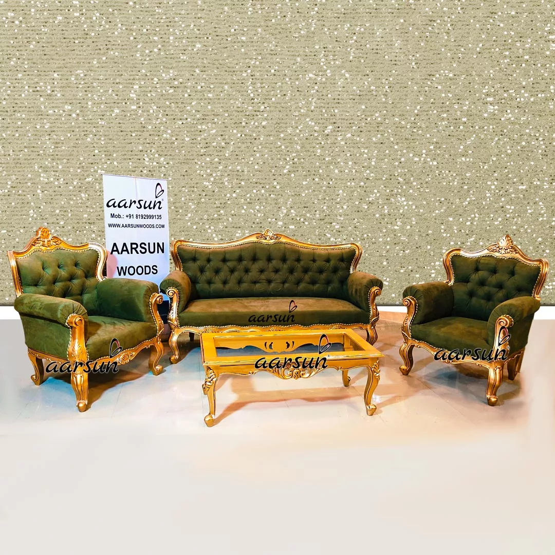 Pista Green Royal Sofa in Golden Finish YT-386 view 7