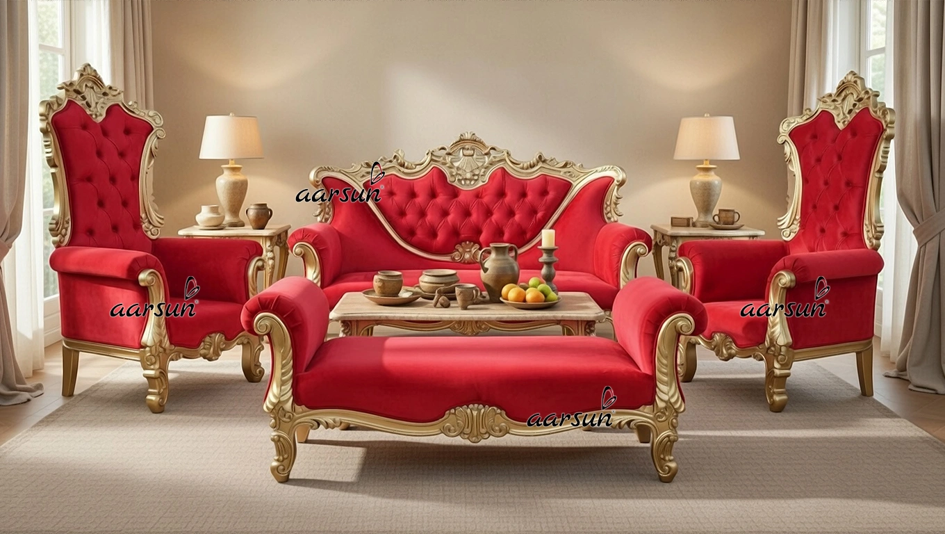 Royal Classic Sofa Design with High Back Chairs