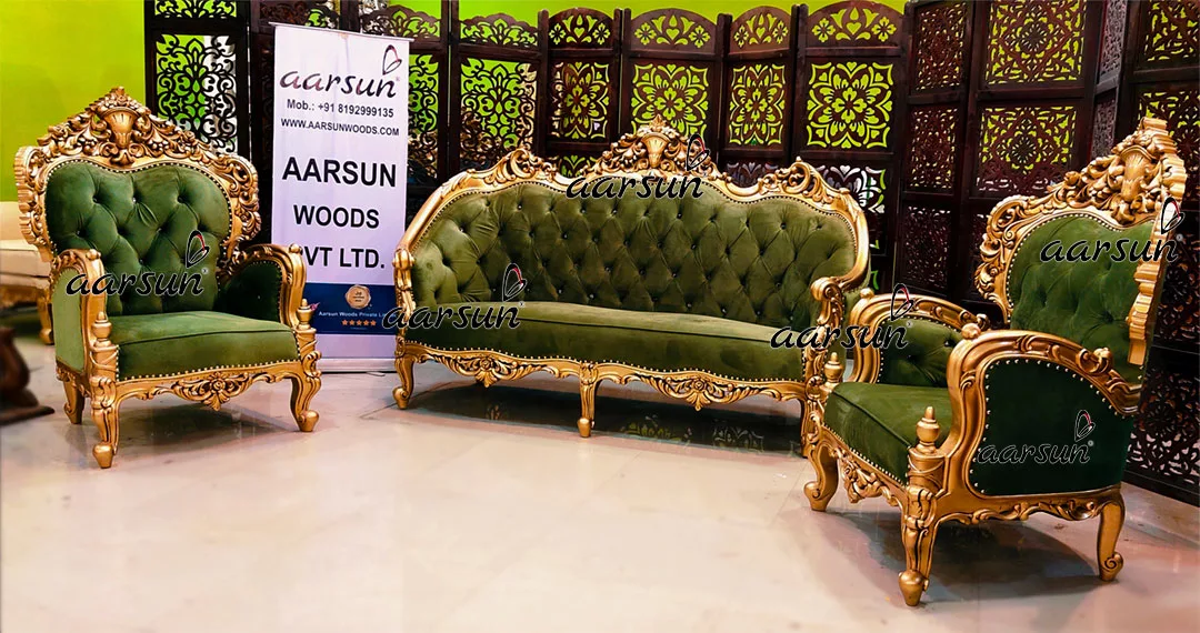 Royal Gold Italian Style Sofa Set 5 Seater YT-508 view 3