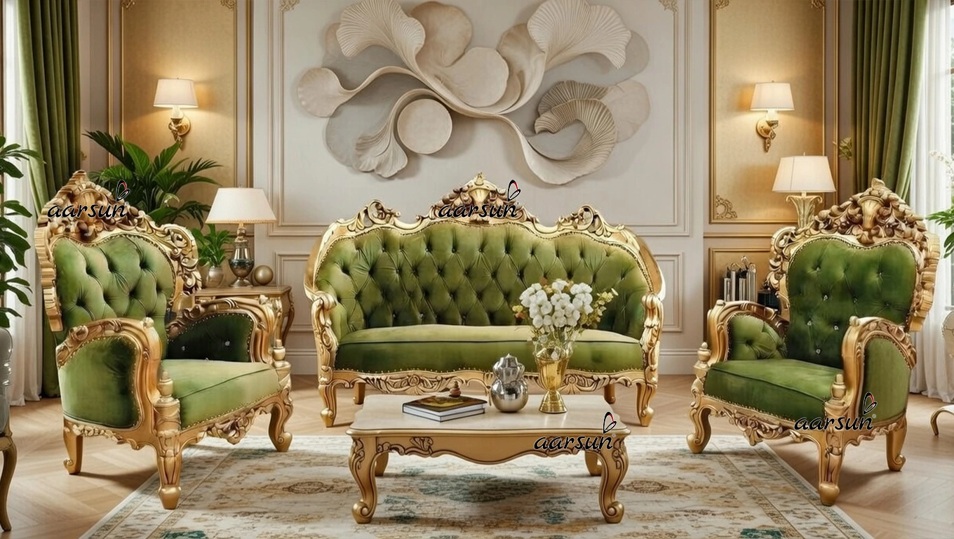 Royal Gold Italian Style Sofa Set 5 Seater YT-508
