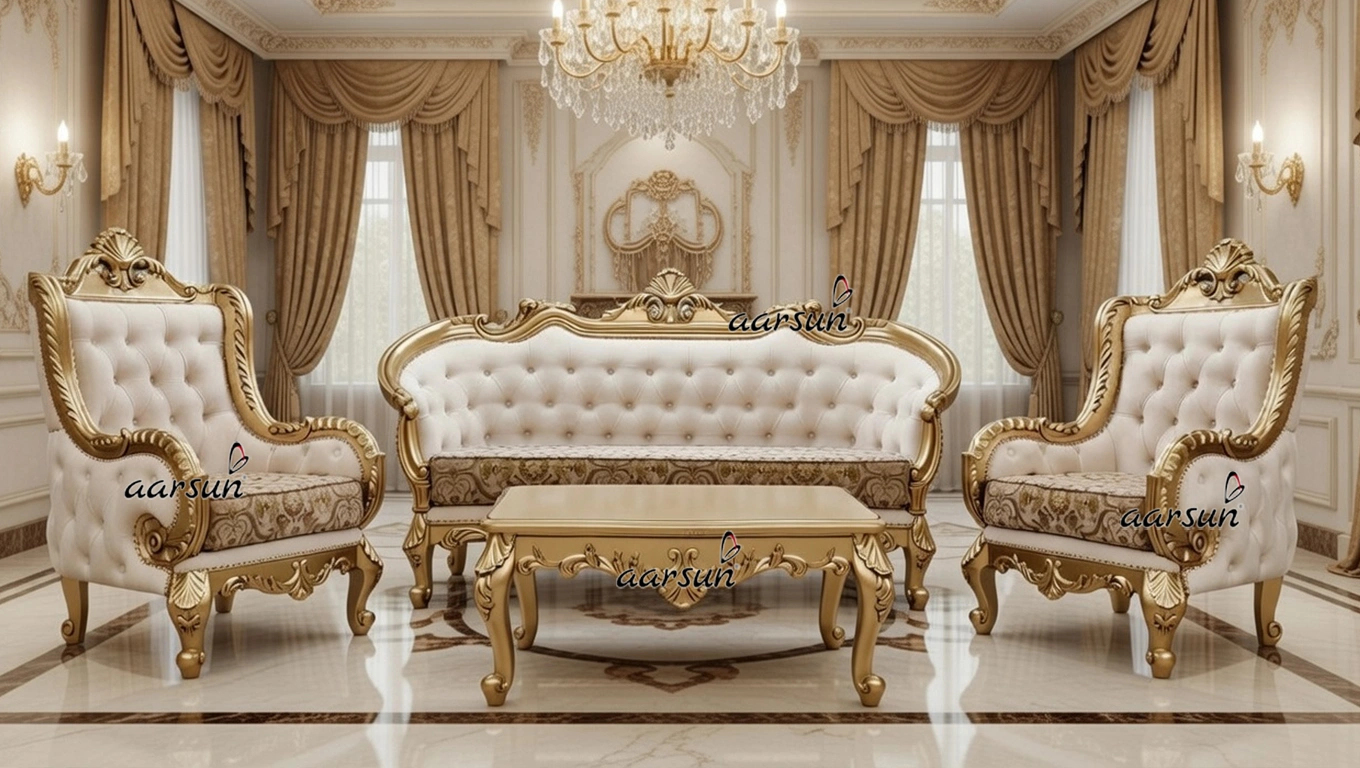 Royal Living Room Sofa Set in Classic Gold YT-533