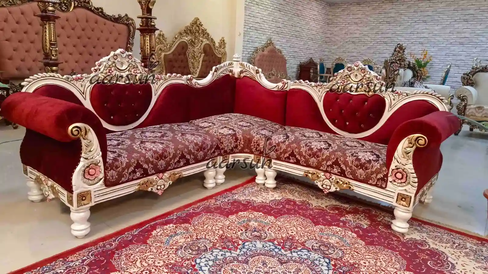 Royal Sectional Sofa in Red view 3