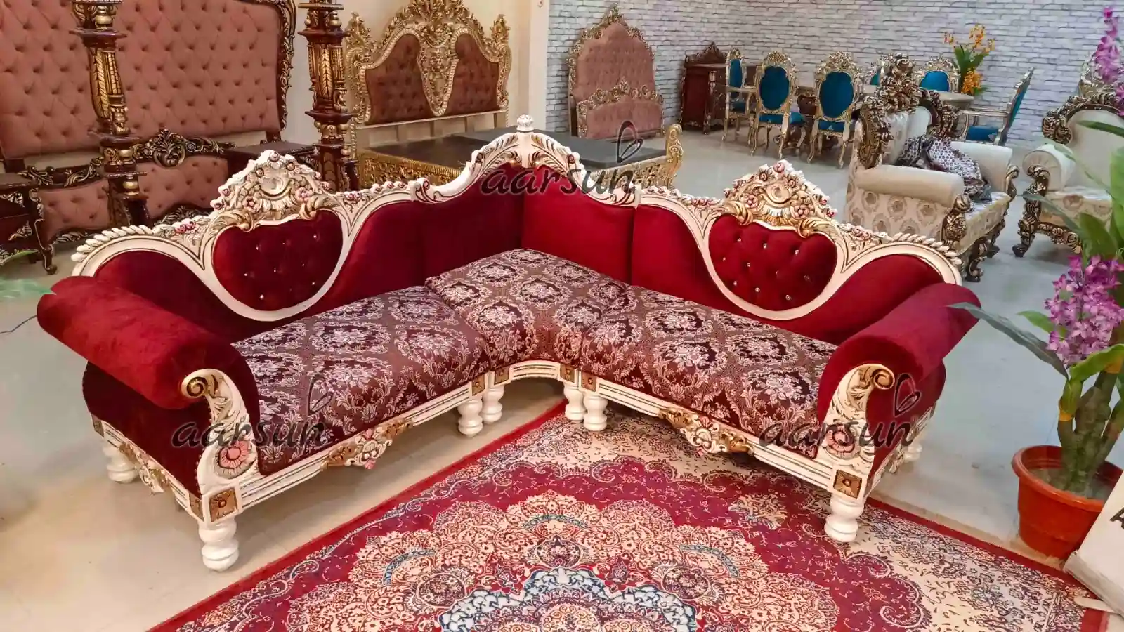 Royal Sectional Sofa in Red view 4