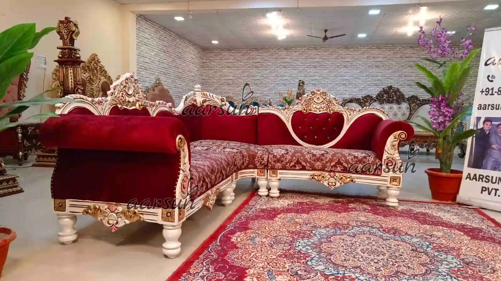 Royal Sectional Sofa in Red view 5