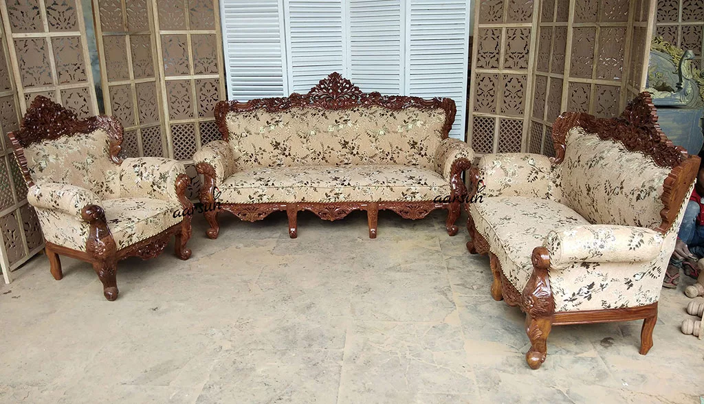 Sheesham Wooden Sofa Set 3+2+1 YT-40 view 6