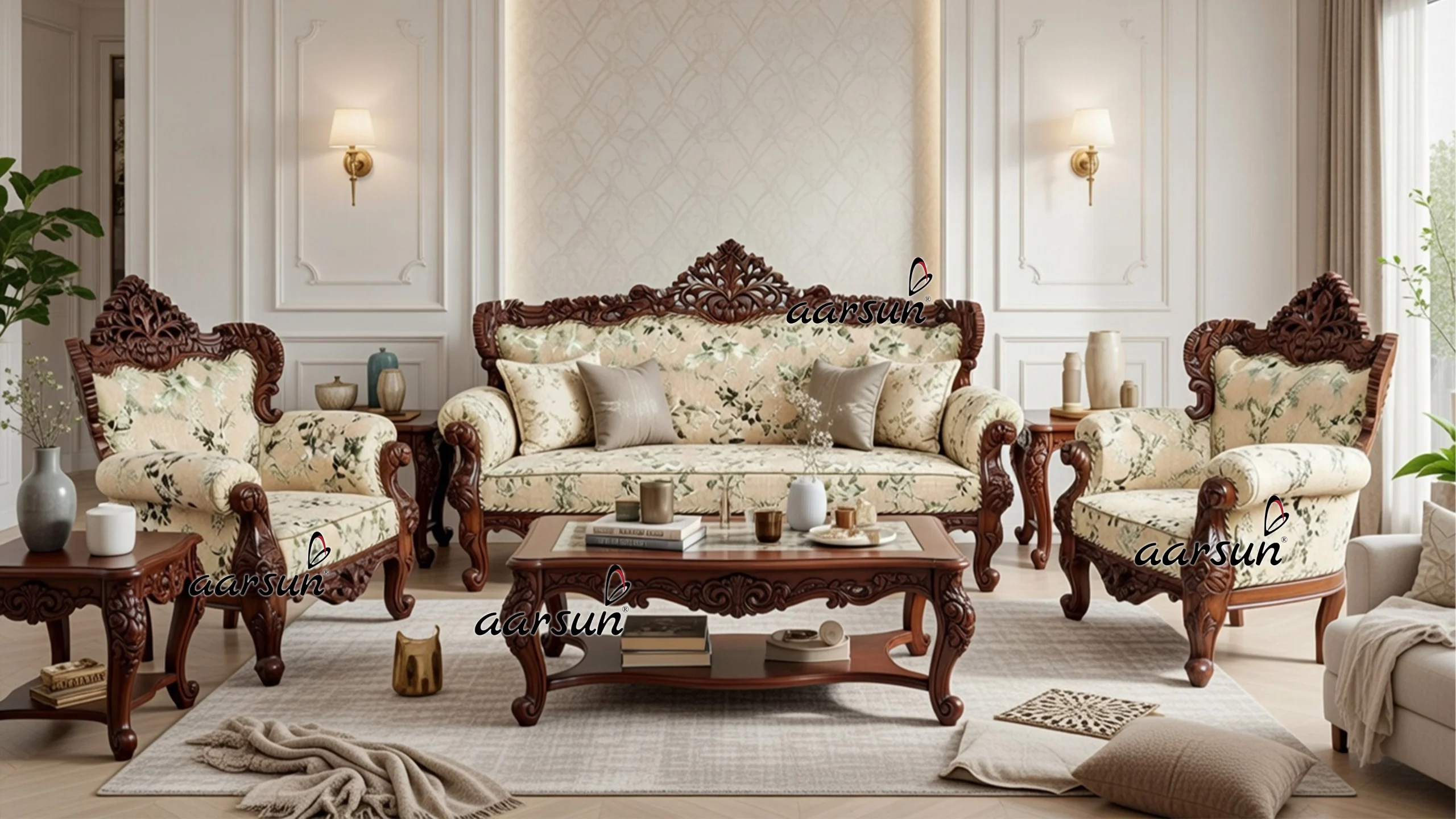 Sheesham Wooden Sofa Set 3+2+1 YT-40