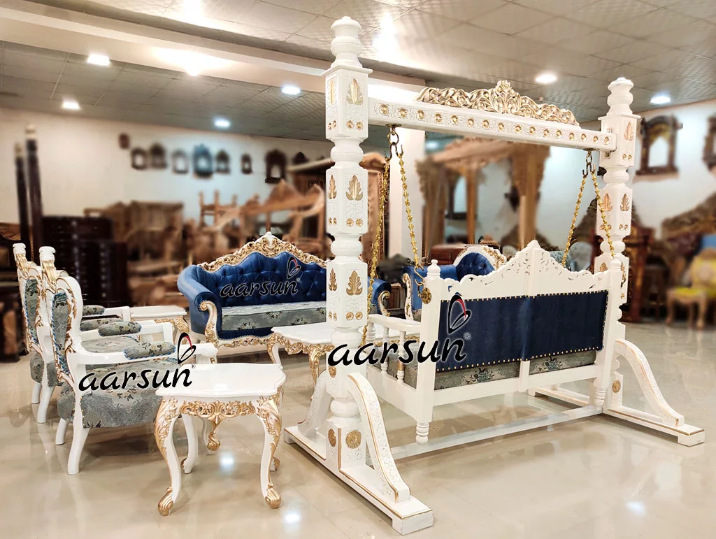 Sofa Set with Swing in White Gold Finish YT-206 view 3