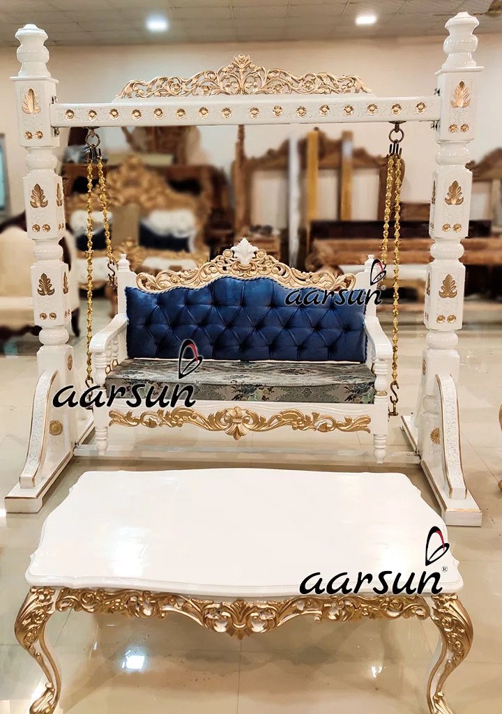 Sofa Set with Swing in White Gold Finish YT-206 view 4
