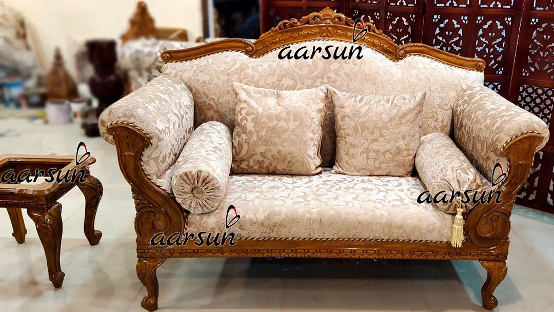 Solid Teak Wood 10 Seater Sofa Set with Center Table & Side Tables YT-446 view 6