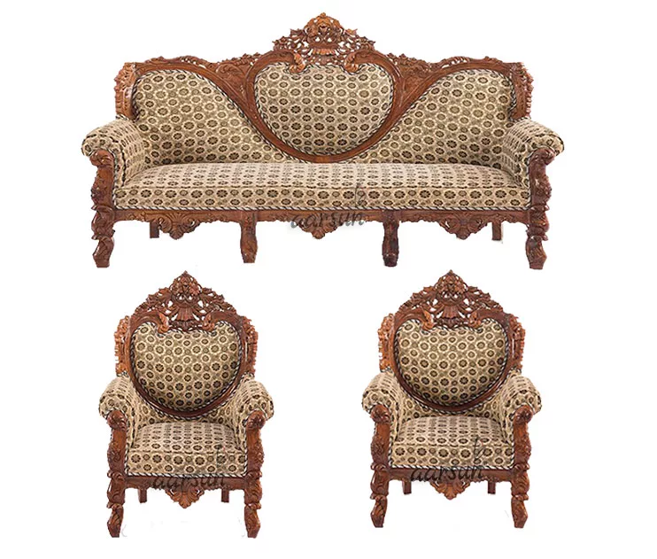 Teak Wood Dilwala Classic Sofa Set – SF-0066