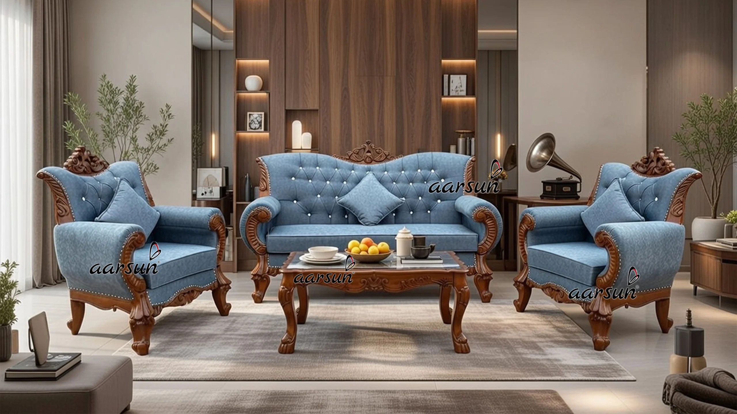 Teak Wood Sofa Set – Natural Finish YT-56