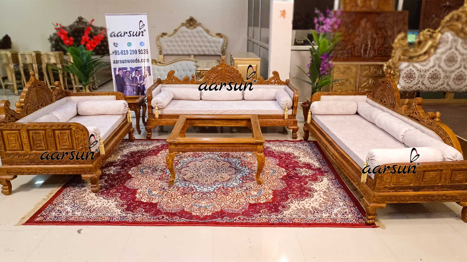 Traditional Rajwada Sofa Set LUXSF-0017 view 4