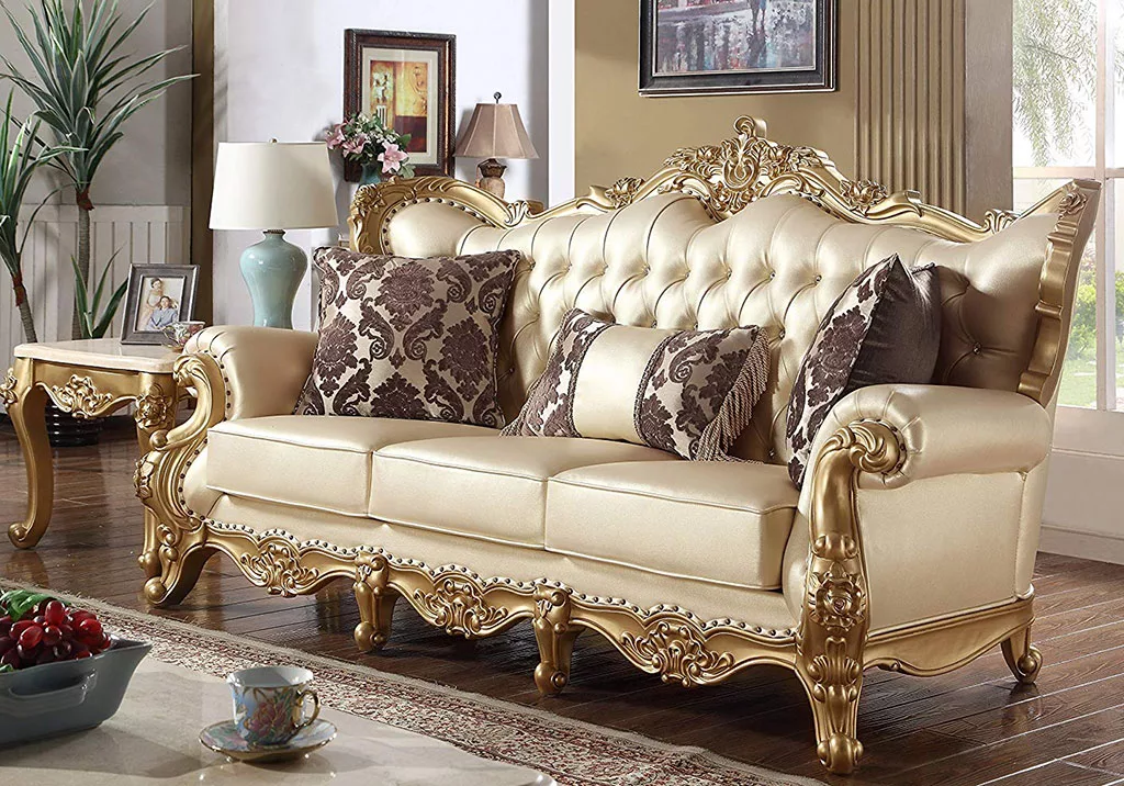 Traditional Sofa Set Antique gold finish SF-0019 view 3