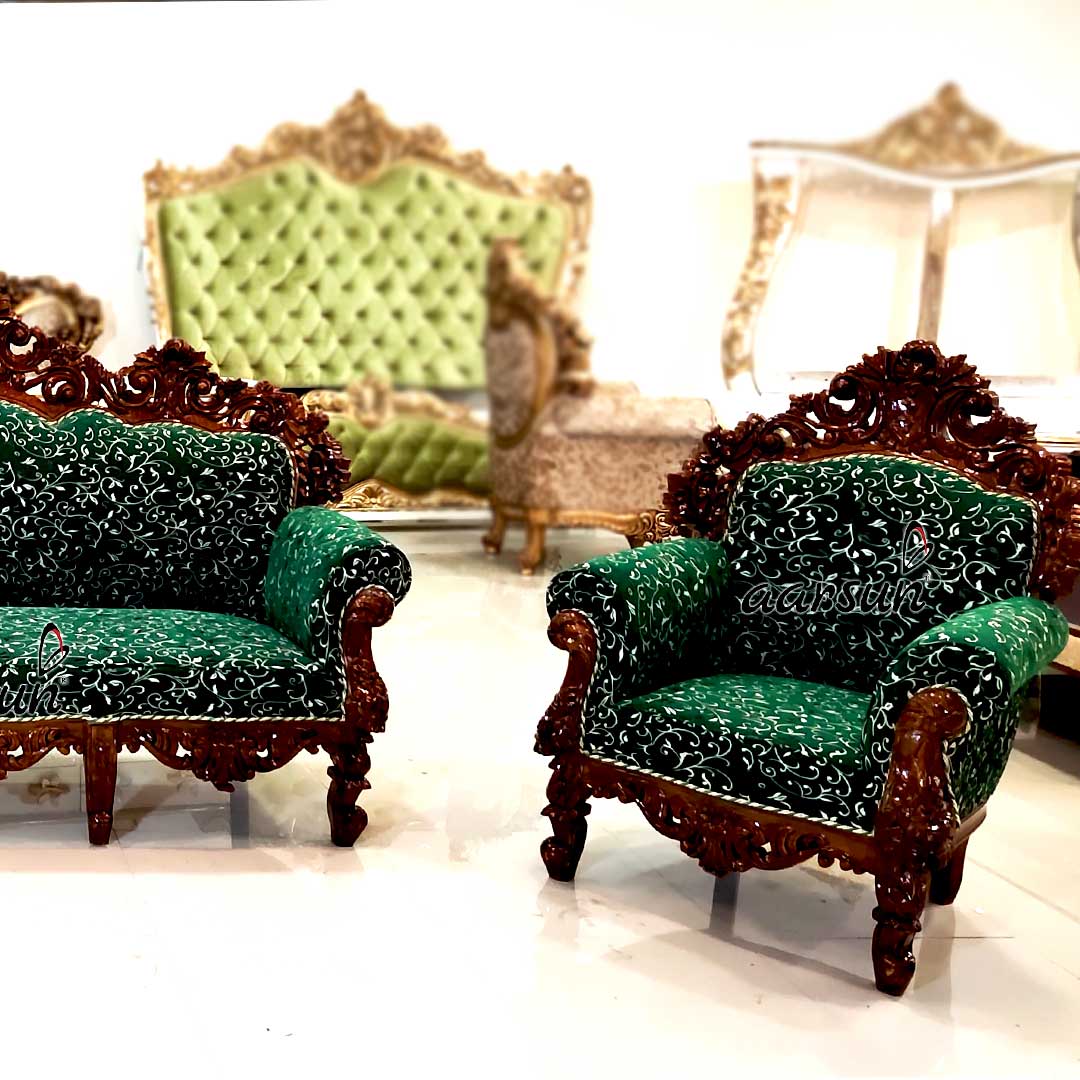 Traditionally Hand Carved 5 Seater Sofa Set YT-282 view 4