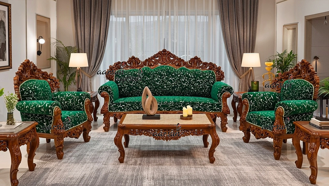 Traditionally Hand Carved 5 Seater Sofa Set YT-282