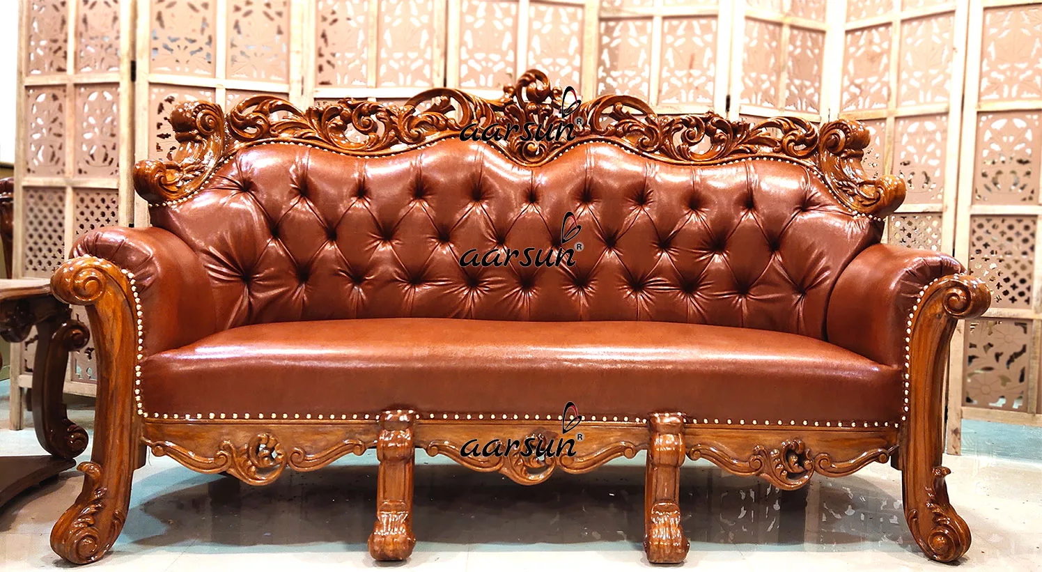 Truly Premium Sofa Set Double Carved in Teak Wood YT-458 view 7
