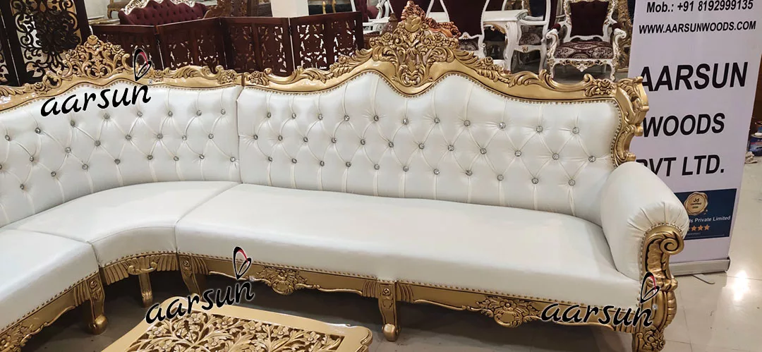 U Shape Sofa Set in Gold Finish YT-382 view 3