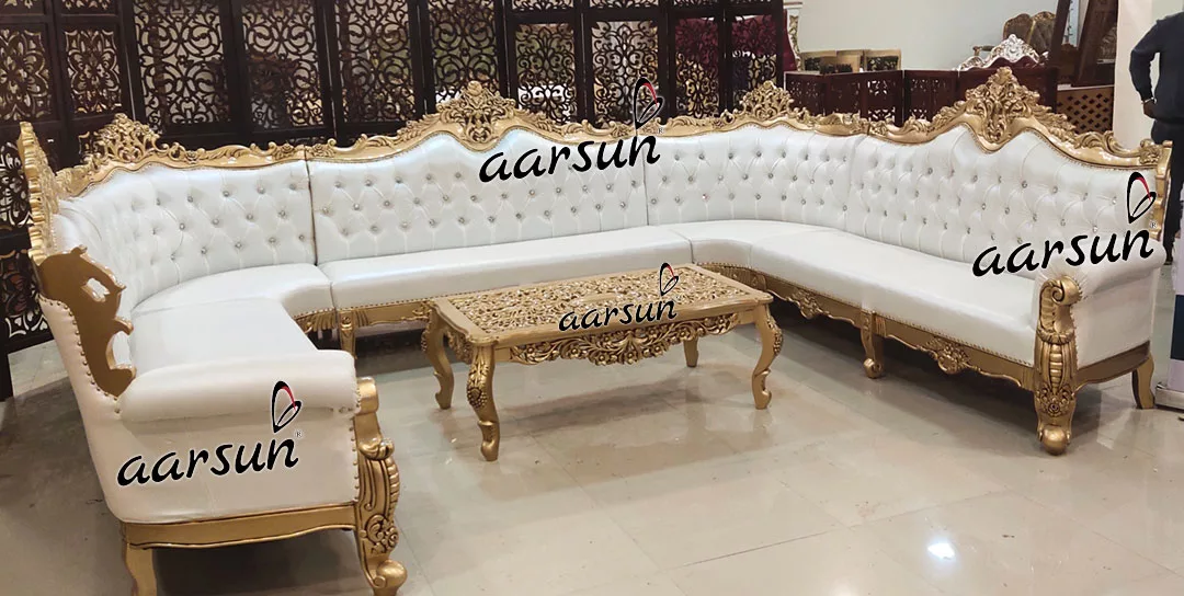 U Shape Sofa Set in Gold Finish YT-382 view 4
