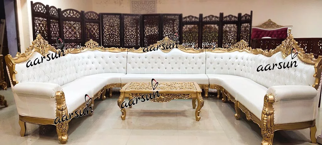 U Shape Sofa Set in Gold Finish YT-382 view 6
