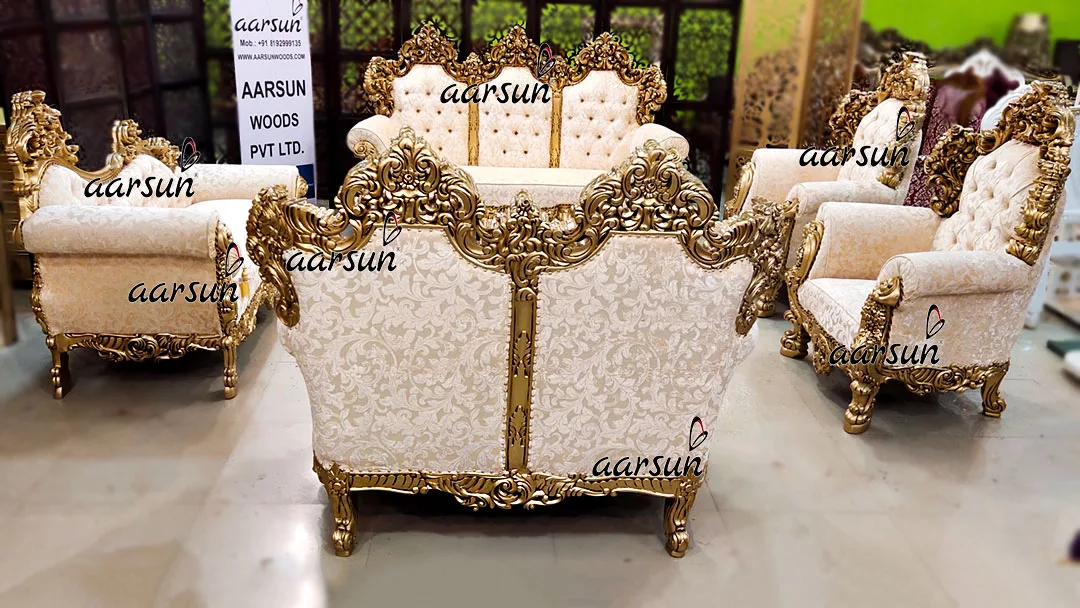 Ultra Luxurious Sofa Set in Antique Gold Double Carving Furniture YT-499 view 6