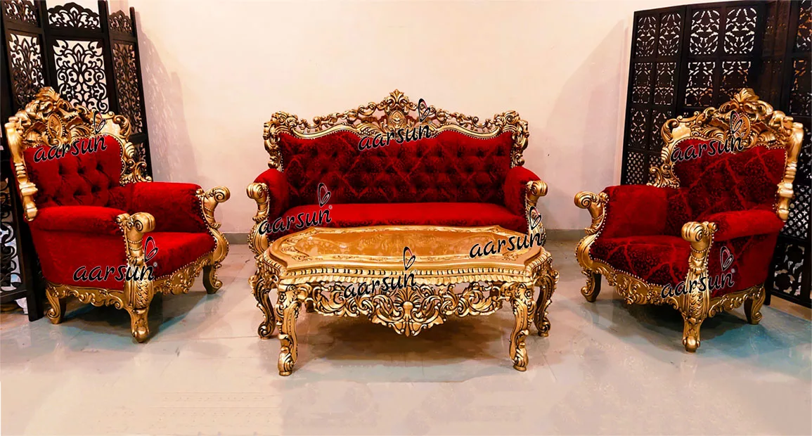 Ultra Royal Sofa Set in Red & Gold YT-467 view 7