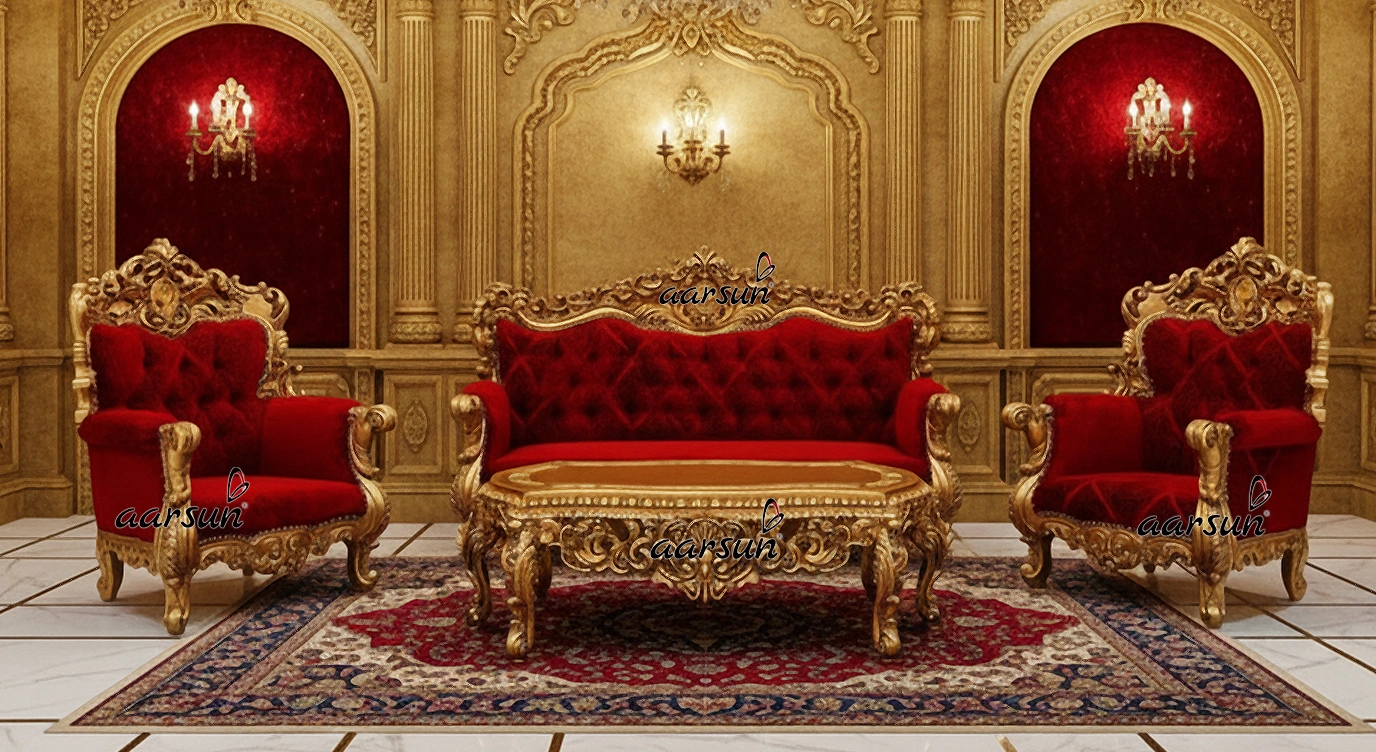 Ultra Royal Sofa Set in Red & Gold YT-467
