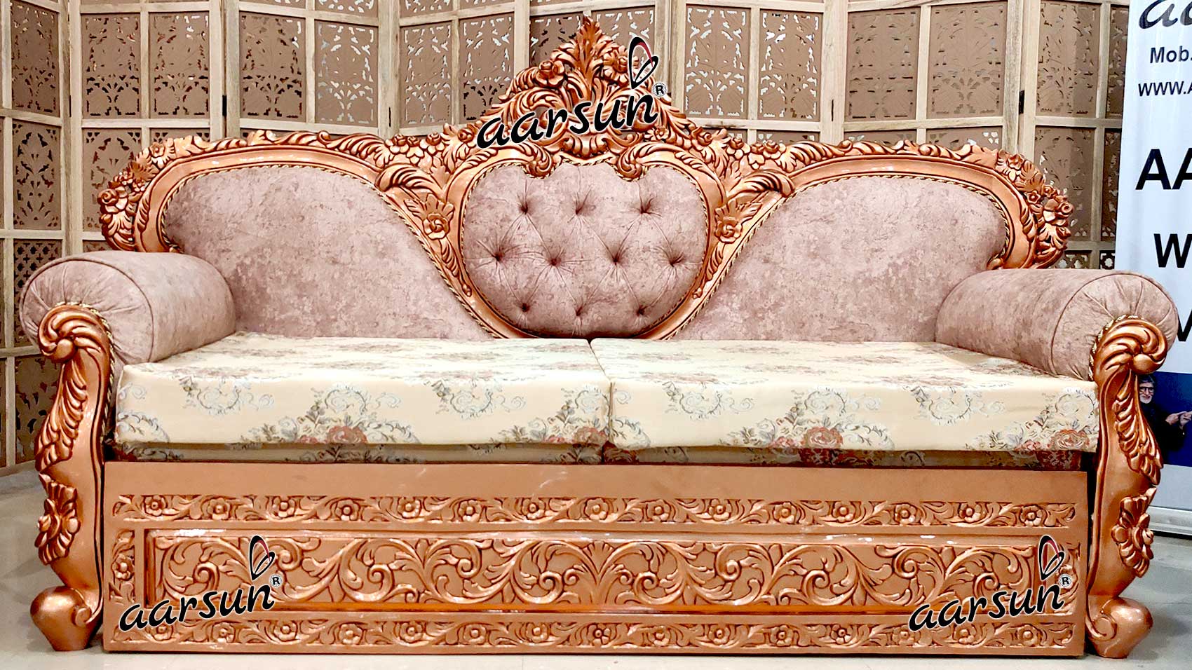 Unique Rose Gold Sofa Cum Bed YT-624 view 3