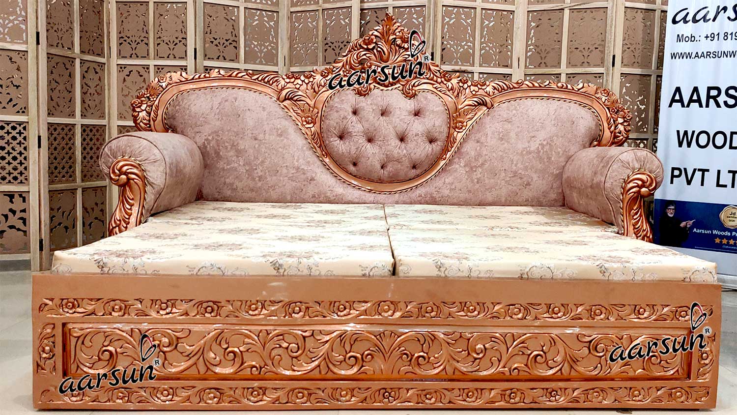 Unique Rose Gold Sofa Cum Bed YT-624 view 7