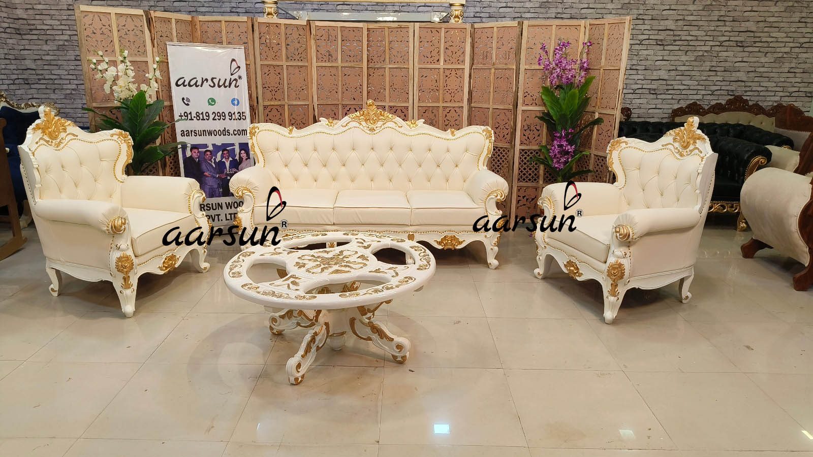 Unique Sofa Set in White Polish NT-008 view 3