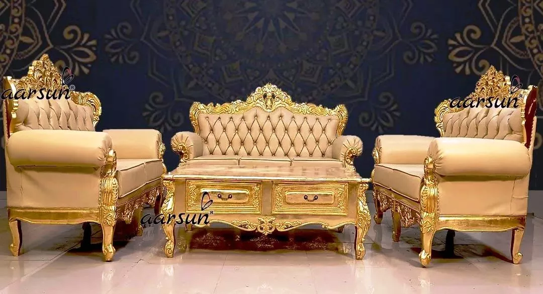 Vegan leather Sofa Set in Gold Leaf YT-726 view 6