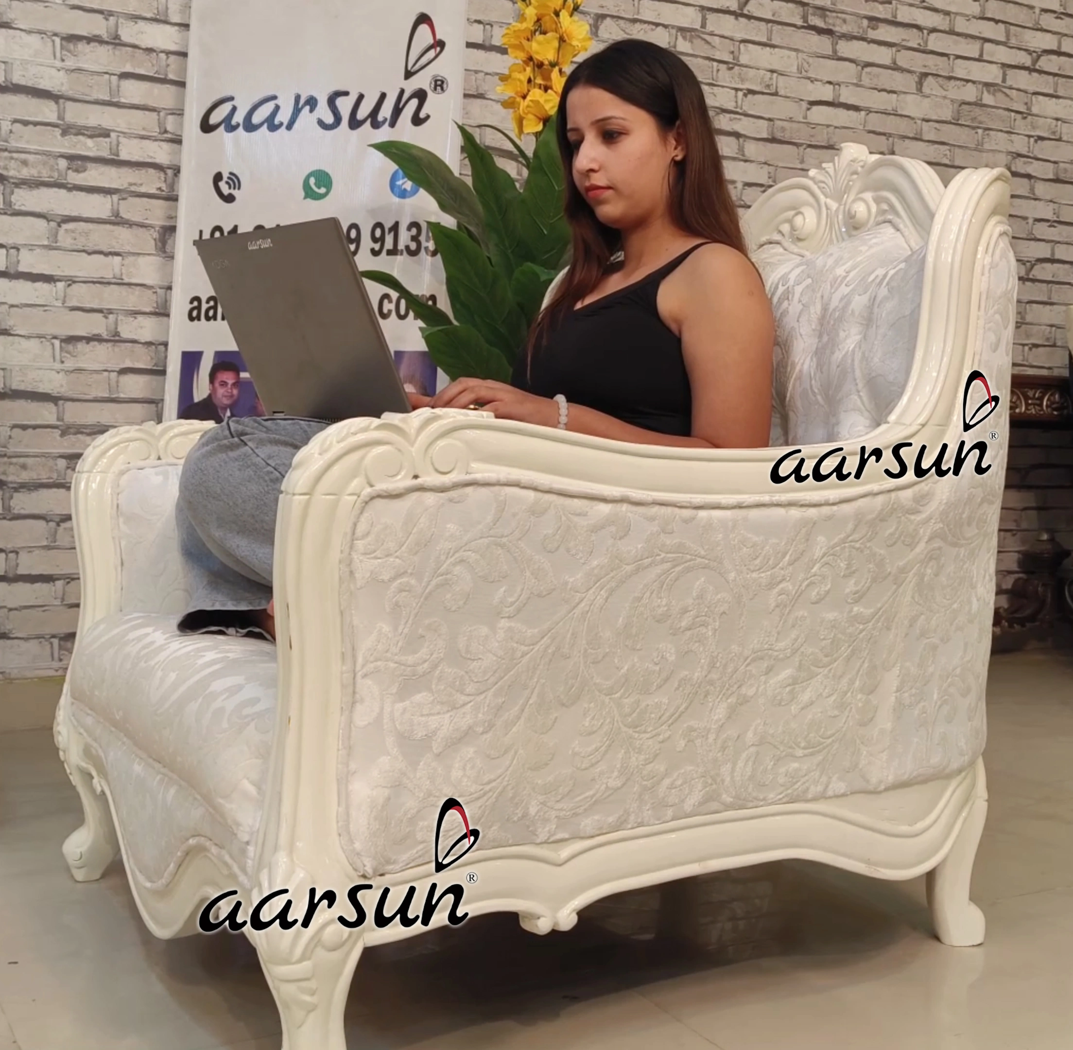 White Classic Sofa Set view 4