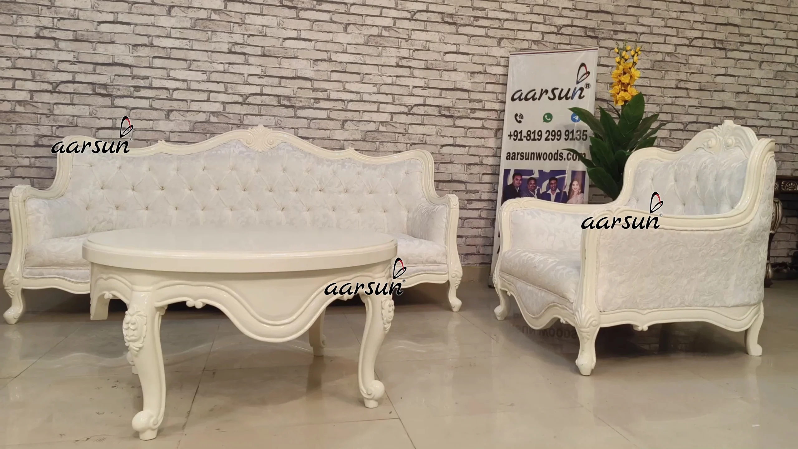 White Classic Sofa Set view 6
