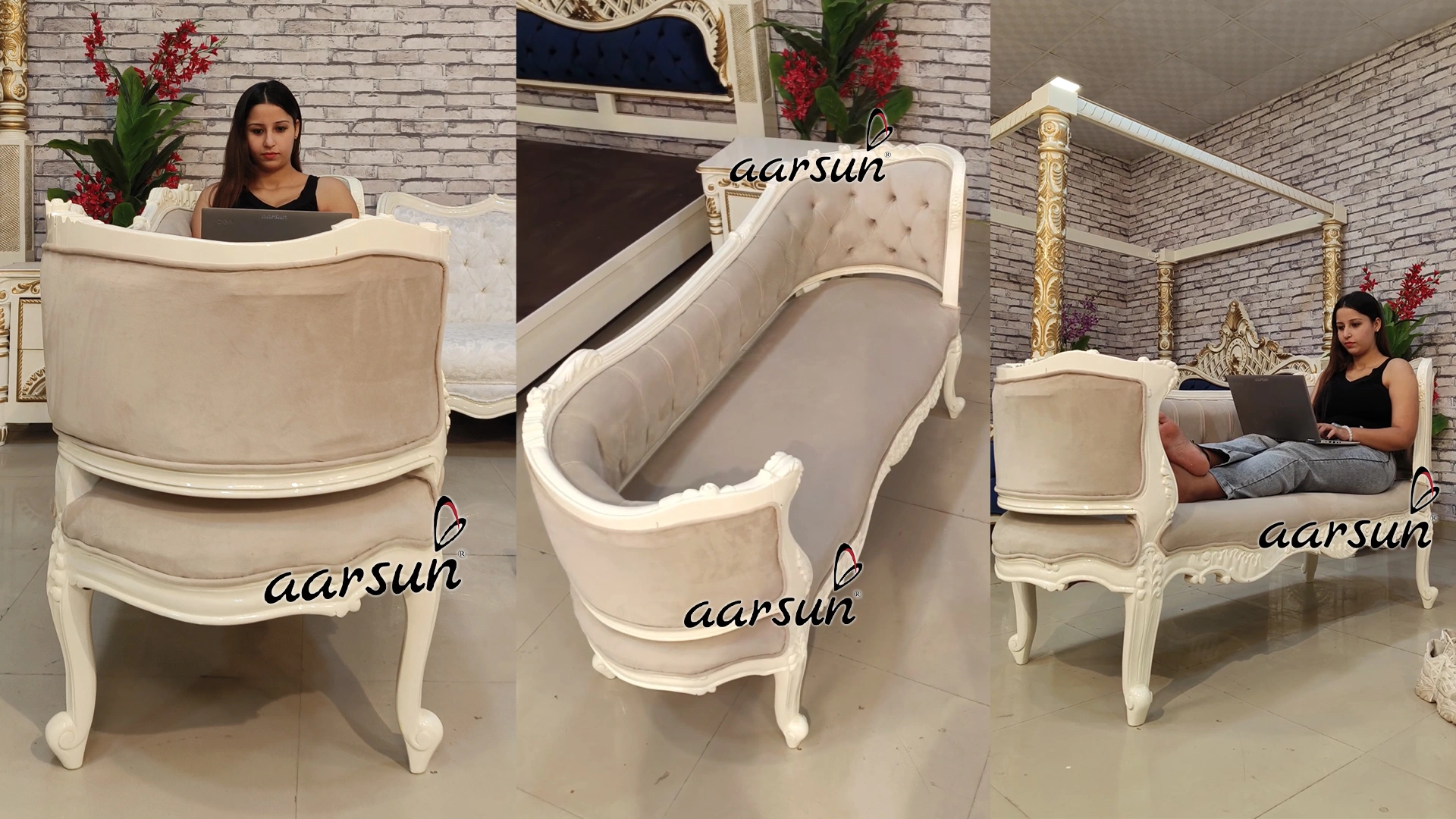 White Classic Sofa Set view 7