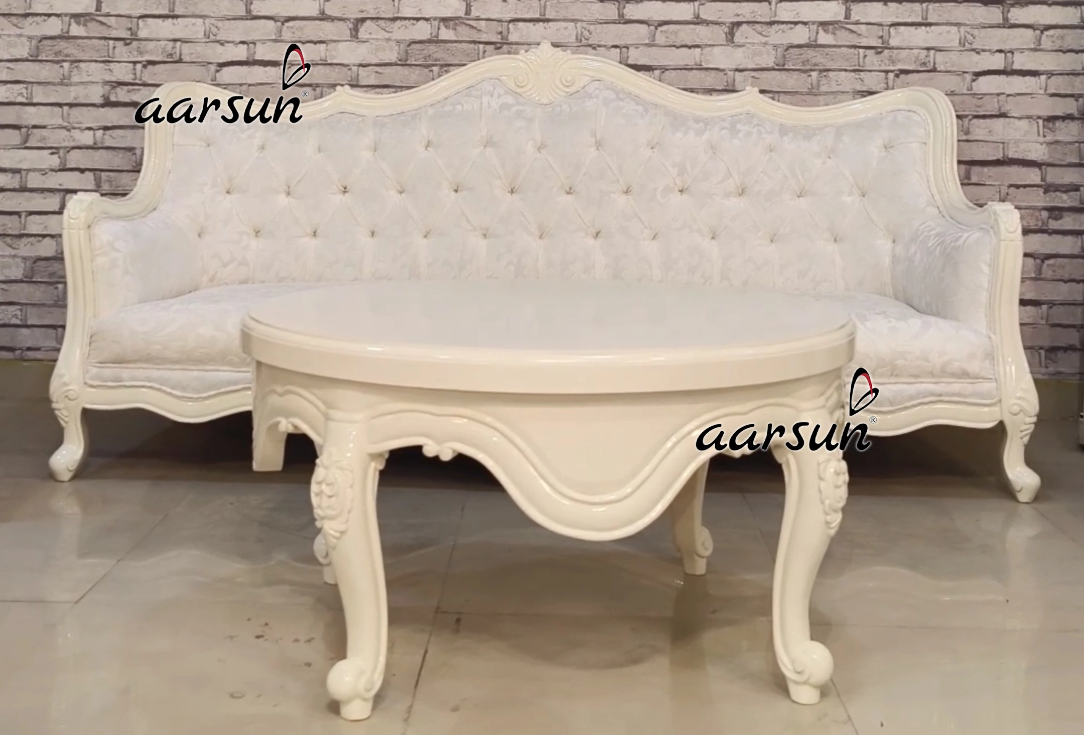 White Classic Sofa Set view 8